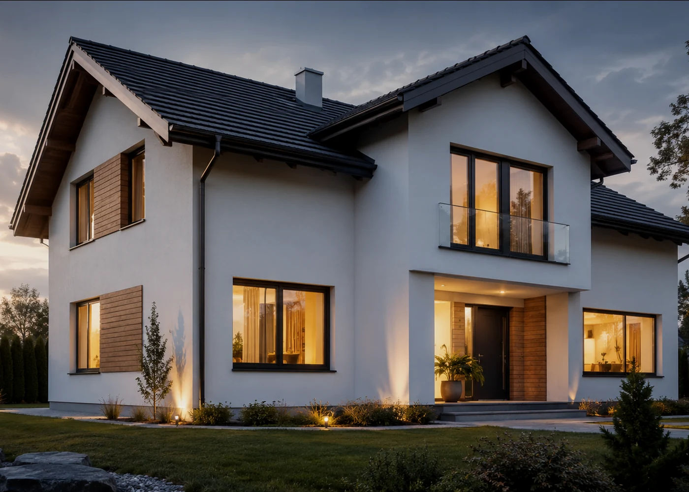 Modern rendered residential house