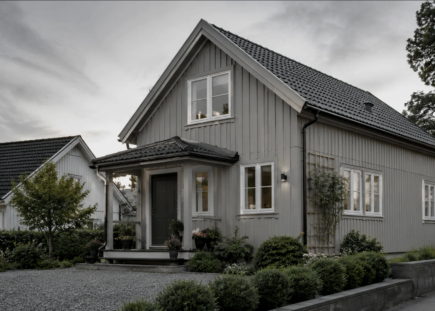 Grey timber-clad family house
